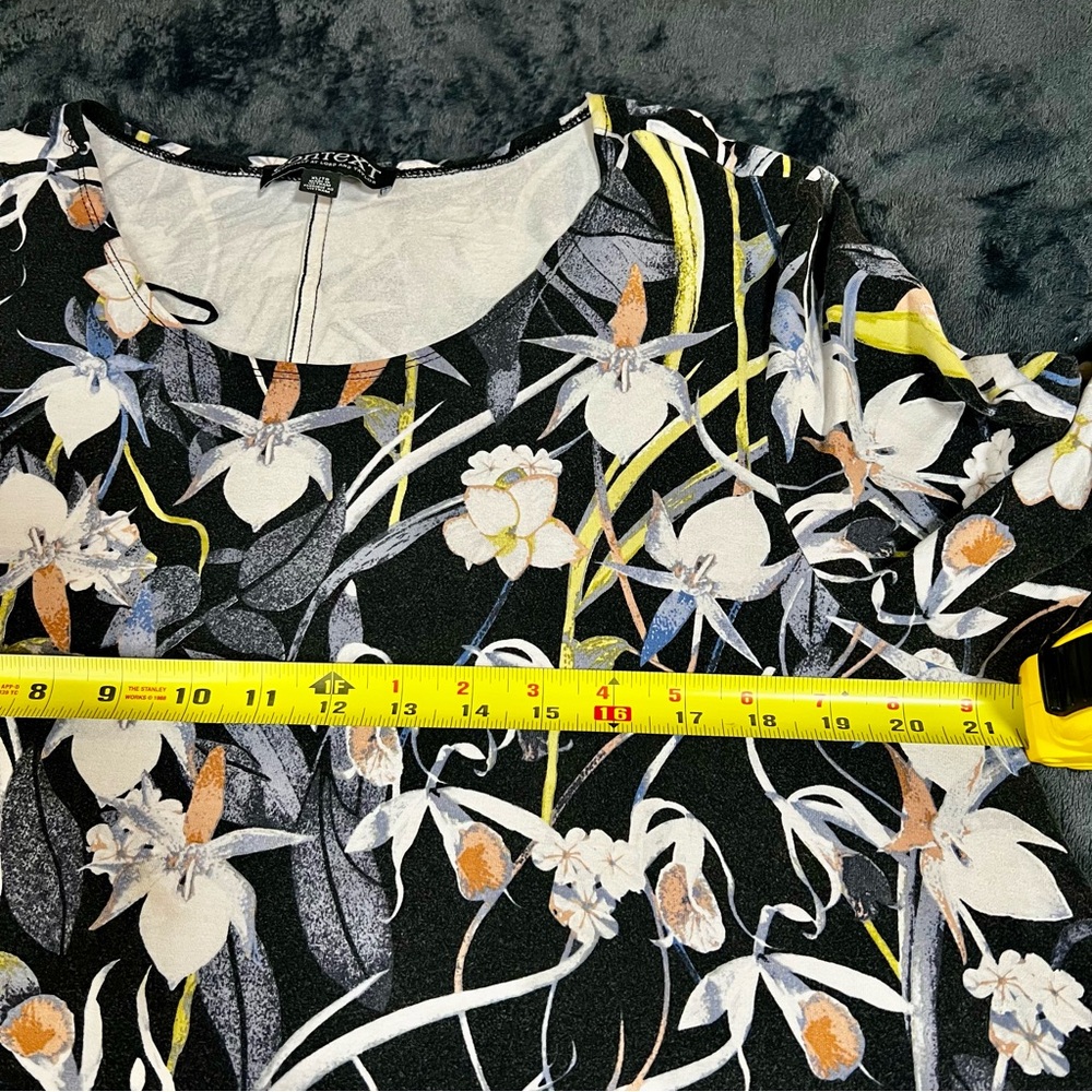 Floral Drape Rayon Long Sleeve‎ Stretch Mini 90s Style Grunge Babydoll Dress XL - Picture 11 of 14